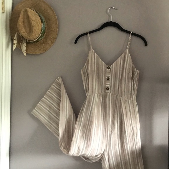 Dresses & Skirts - Striped Crepe Cropped Jumpsuit